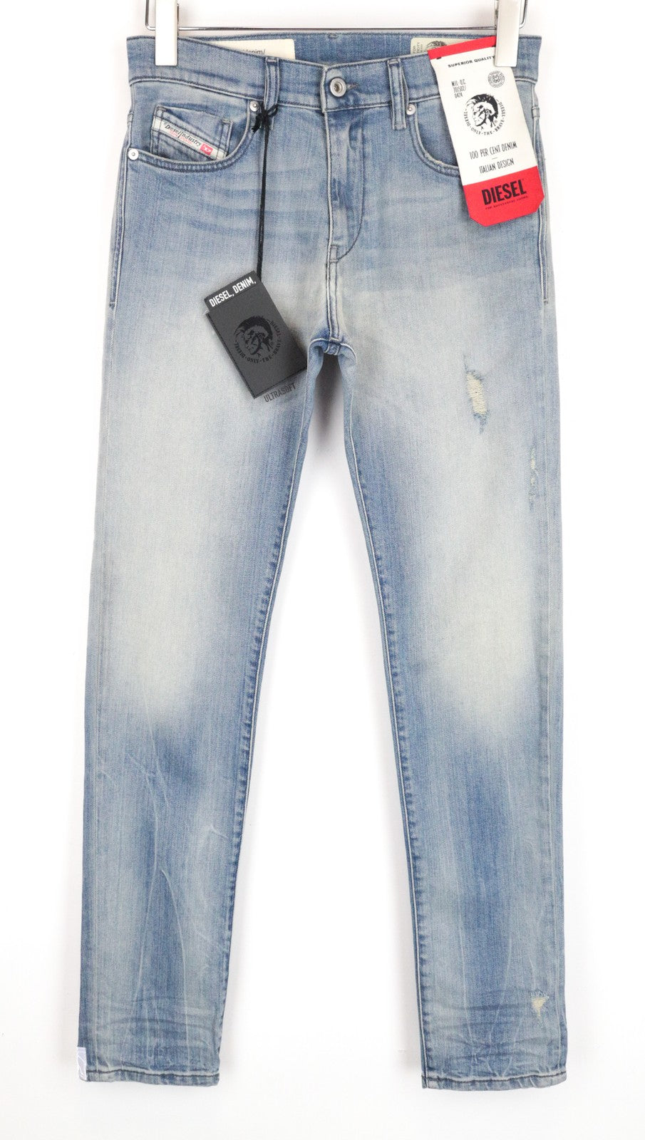 DIESEL D-Bazer 081AP Men's Jeans W28/L32 Distressed Taper Blue Cotton Stretch