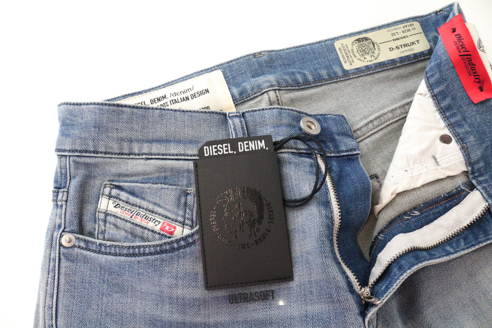 DIESEL D-Bazer 081AP Men's Jeans W28/L32 Distressed Taper Blue Cotton Stretch