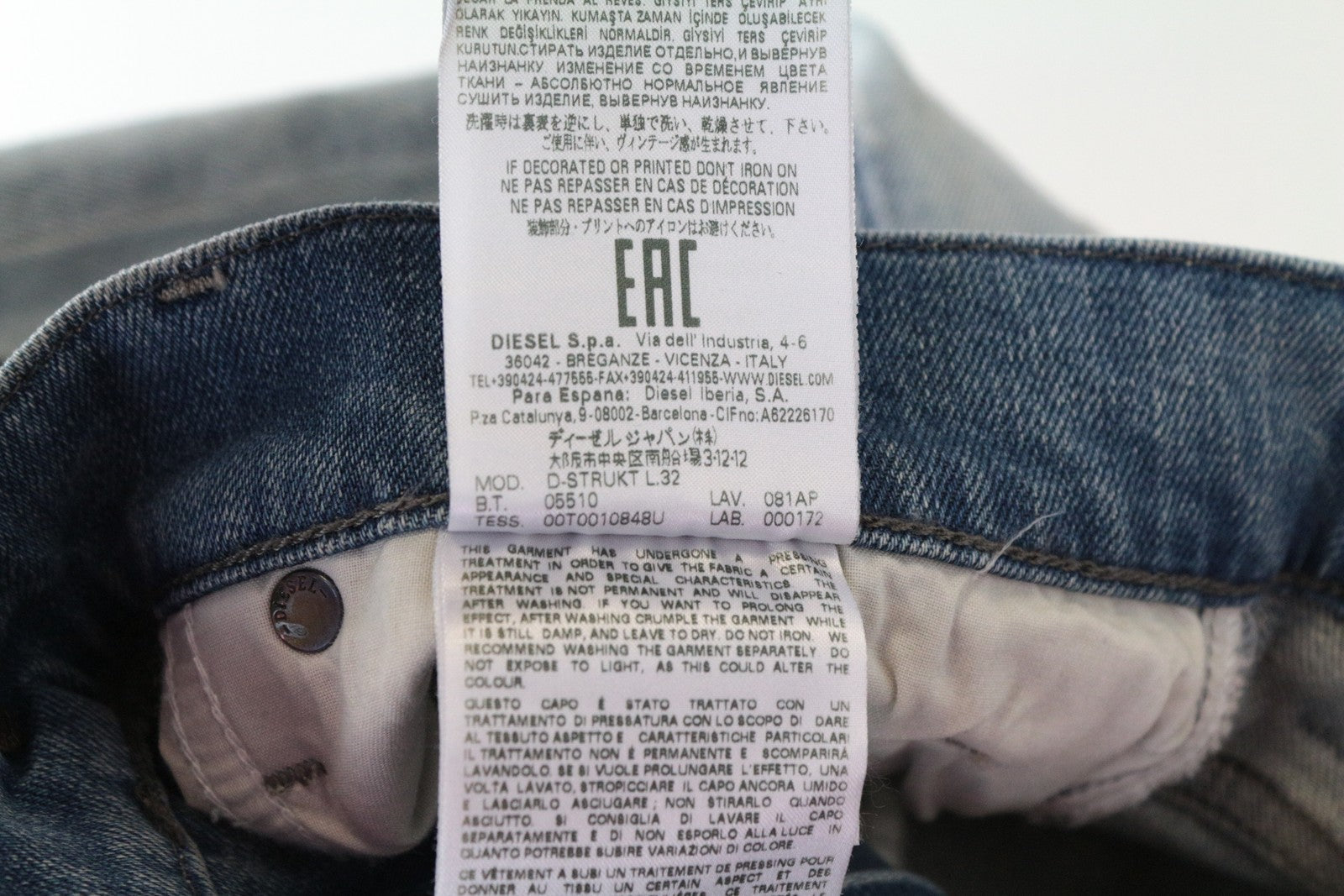 DIESEL D-Bazer 081AP Men's Jeans W28/L32 Distressed Taper Blue Cotton Stretch