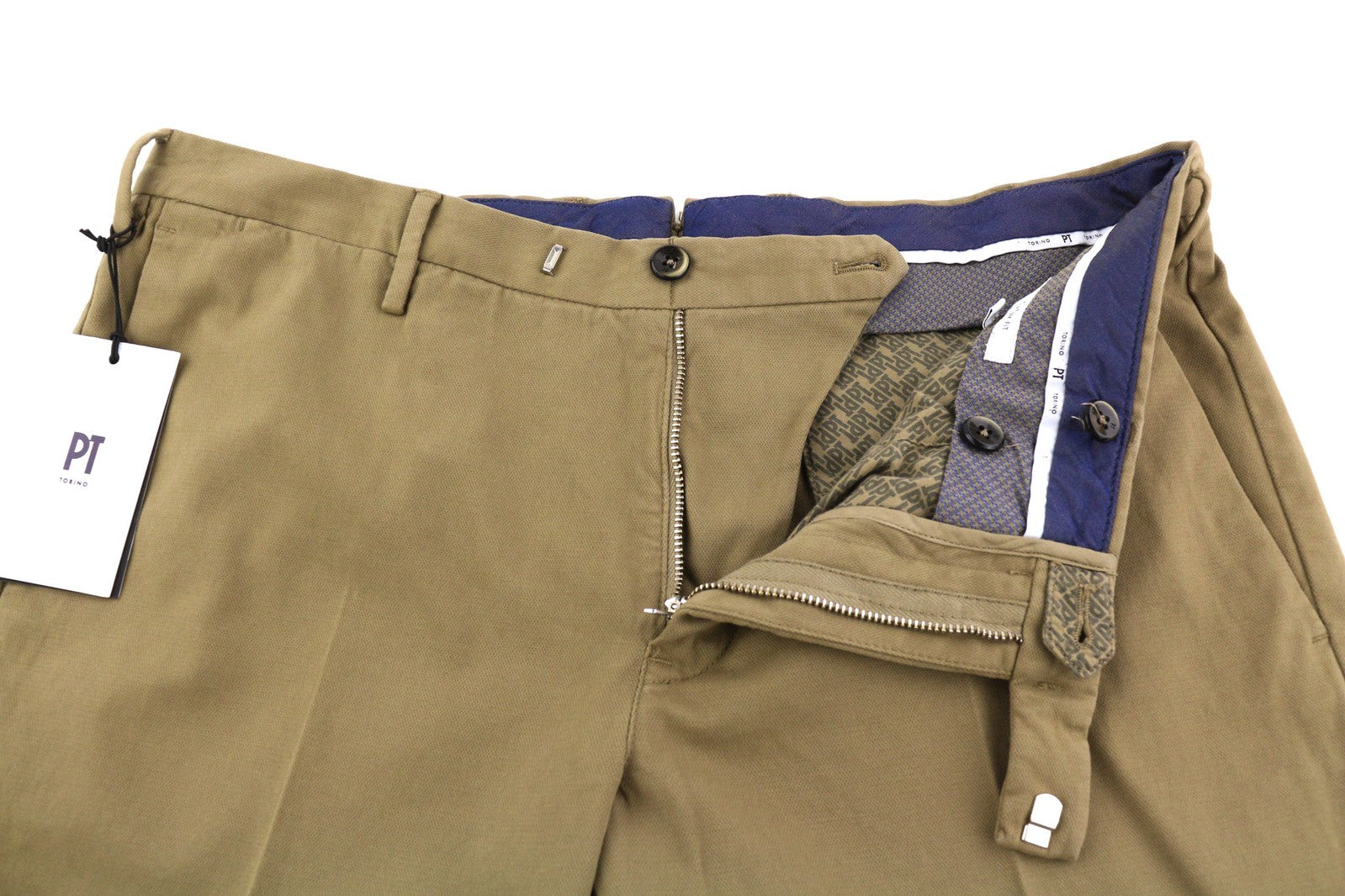 PT TORINO Skinny Mens Trousers 50 Brown Chino Zipper Pockets  Casual