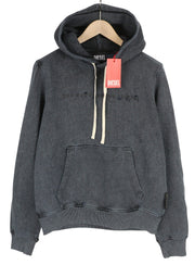 DIESEL S-Ginn-Hood-E1 Men Hoodie M Washed Grey Distress Hooded Kangaroo RRP€195
