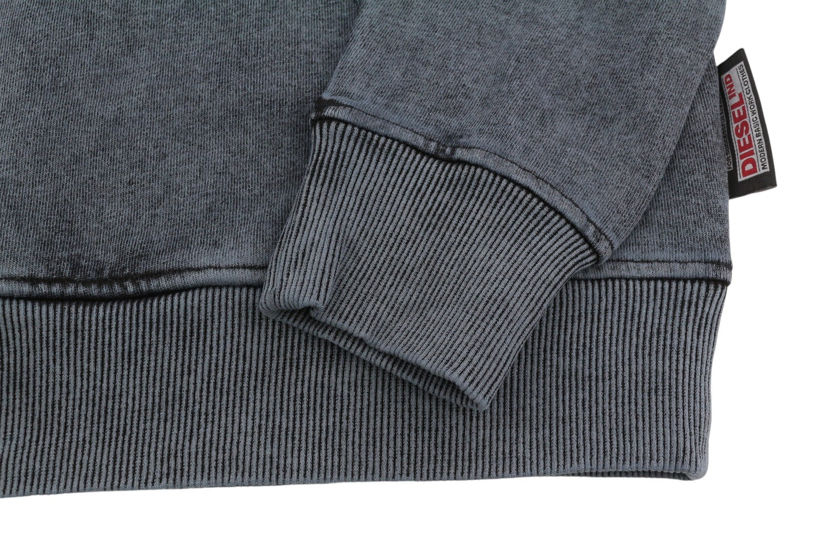 DIESEL S-Ginn-Hood-E1 Men Hoodie M Washed Grey Distress Hooded Kangaroo RRP€195