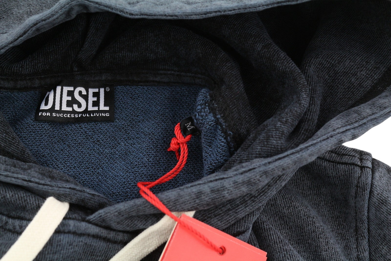 DIESEL S-Ginn-Hood-E1 Men Hoodie M Washed Grey Distress Hooded Kangaroo RRP€195