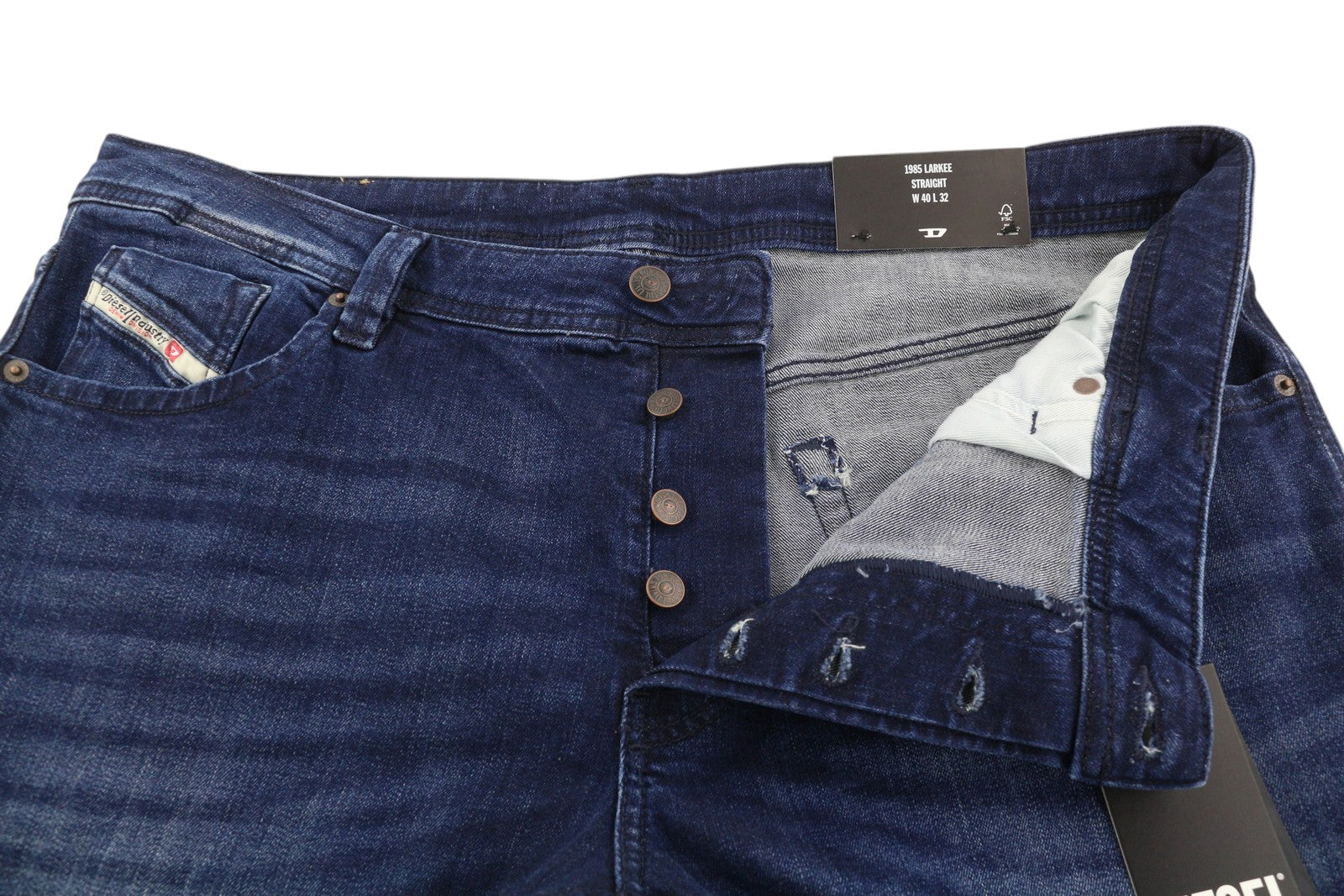 DIESEL 1985 Larkee RB067 Men Jeans W40/L32 Straight Fit Buttoned Washed Blue