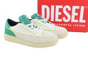 DIESEL S-Sinna Low Men Sneakers EU42 White Leather Laced Low Top Logo RRP€160