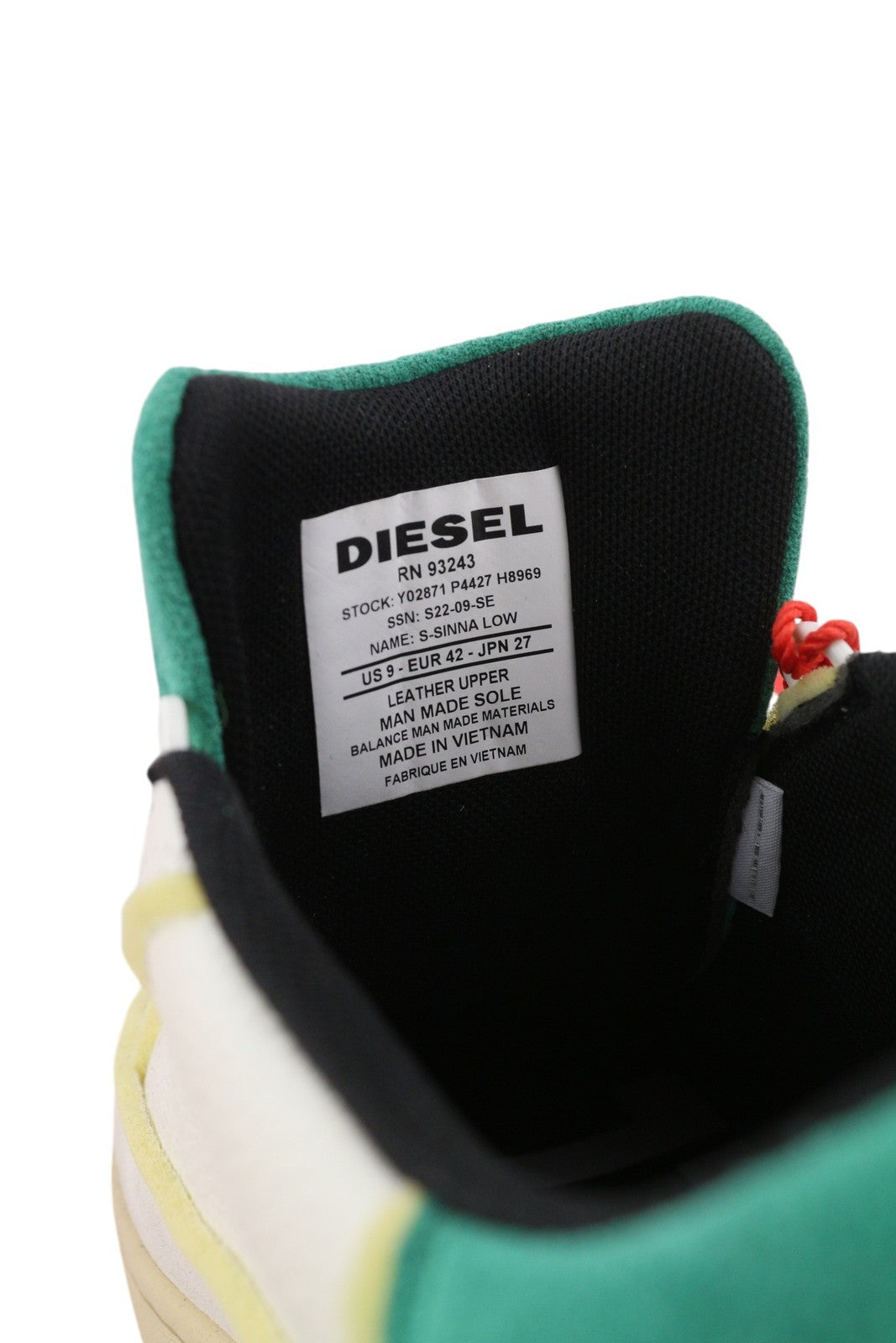 DIESEL S-Sinna Low Men Sneakers EU42 White Leather Laced Low Top Logo RRP€160