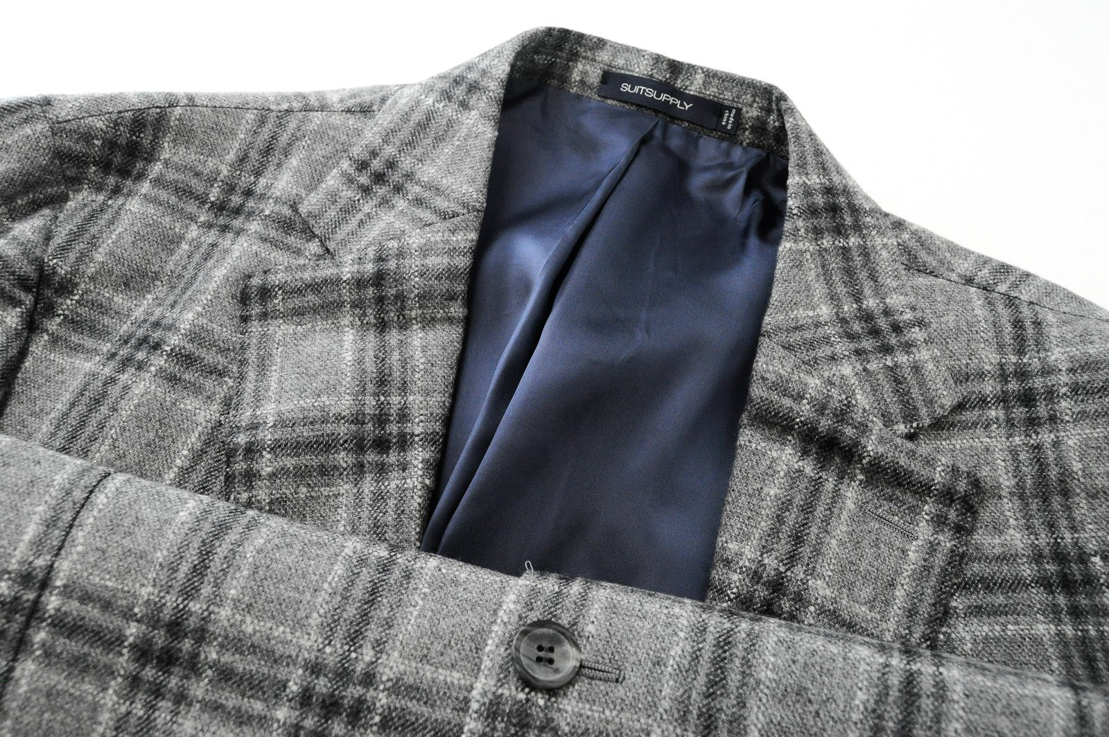 SUITSUPPLY Havana Blazer UK48R Men's Grey Wool-Cashmere Check Smart