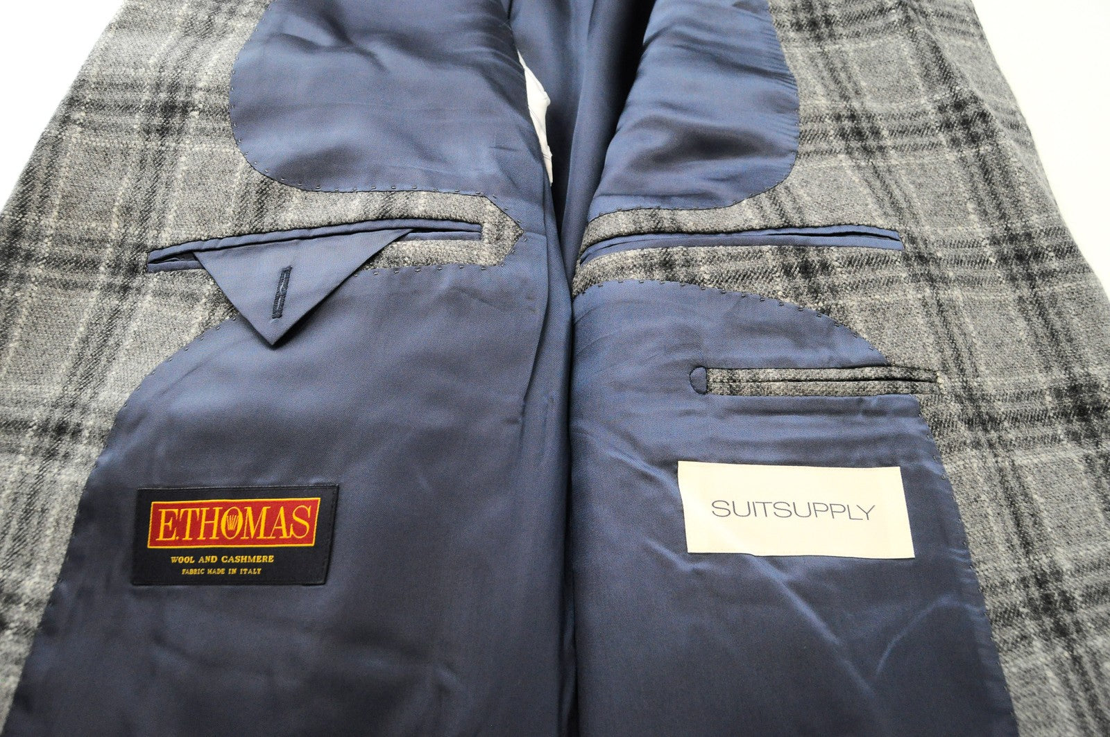 SUITSUPPLY Havana Blazer UK48R Men's Grey Wool-Cashmere Check Smart