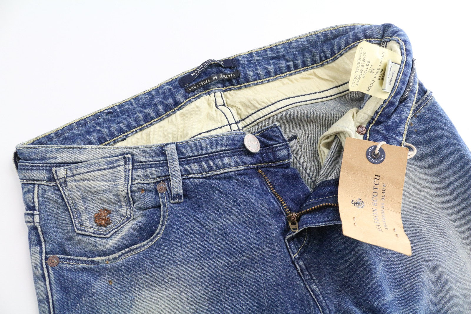 MAISON SCOTCH Women's Jeans W27 Slim Fit Washed Blue Denim 5-Pocket