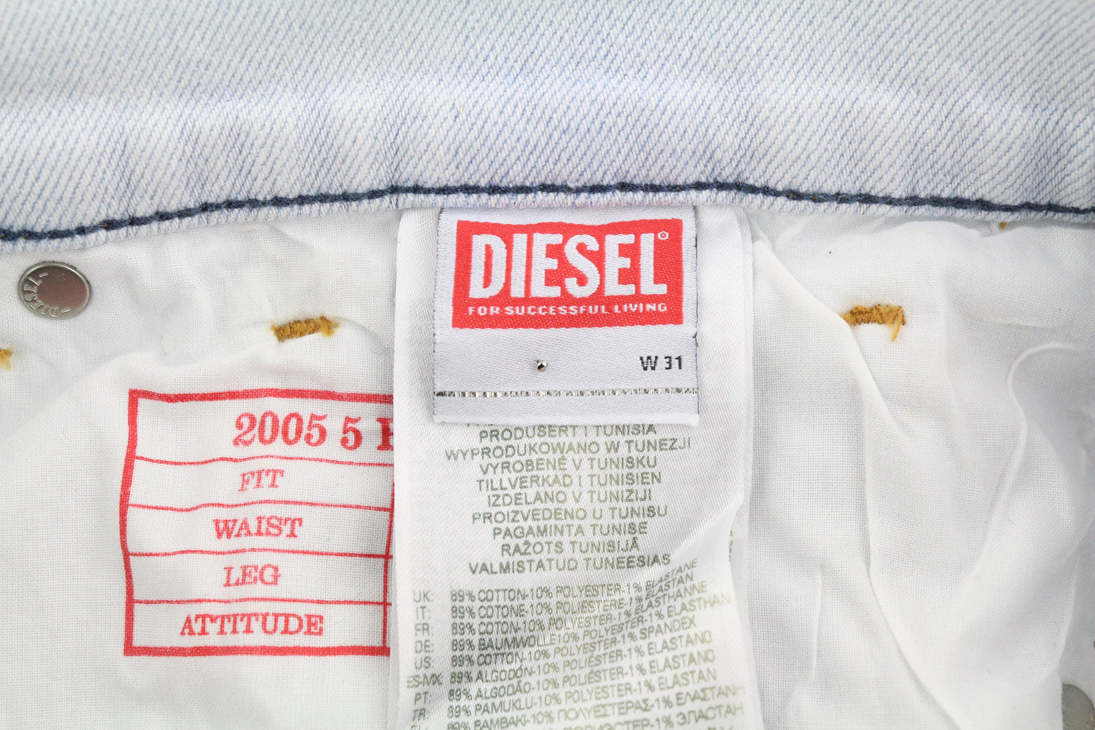 DIESEL 2005 D-Fining 09C06 Men Jeans W31/L32 Regular Fit Tapered Leg Mid Waist