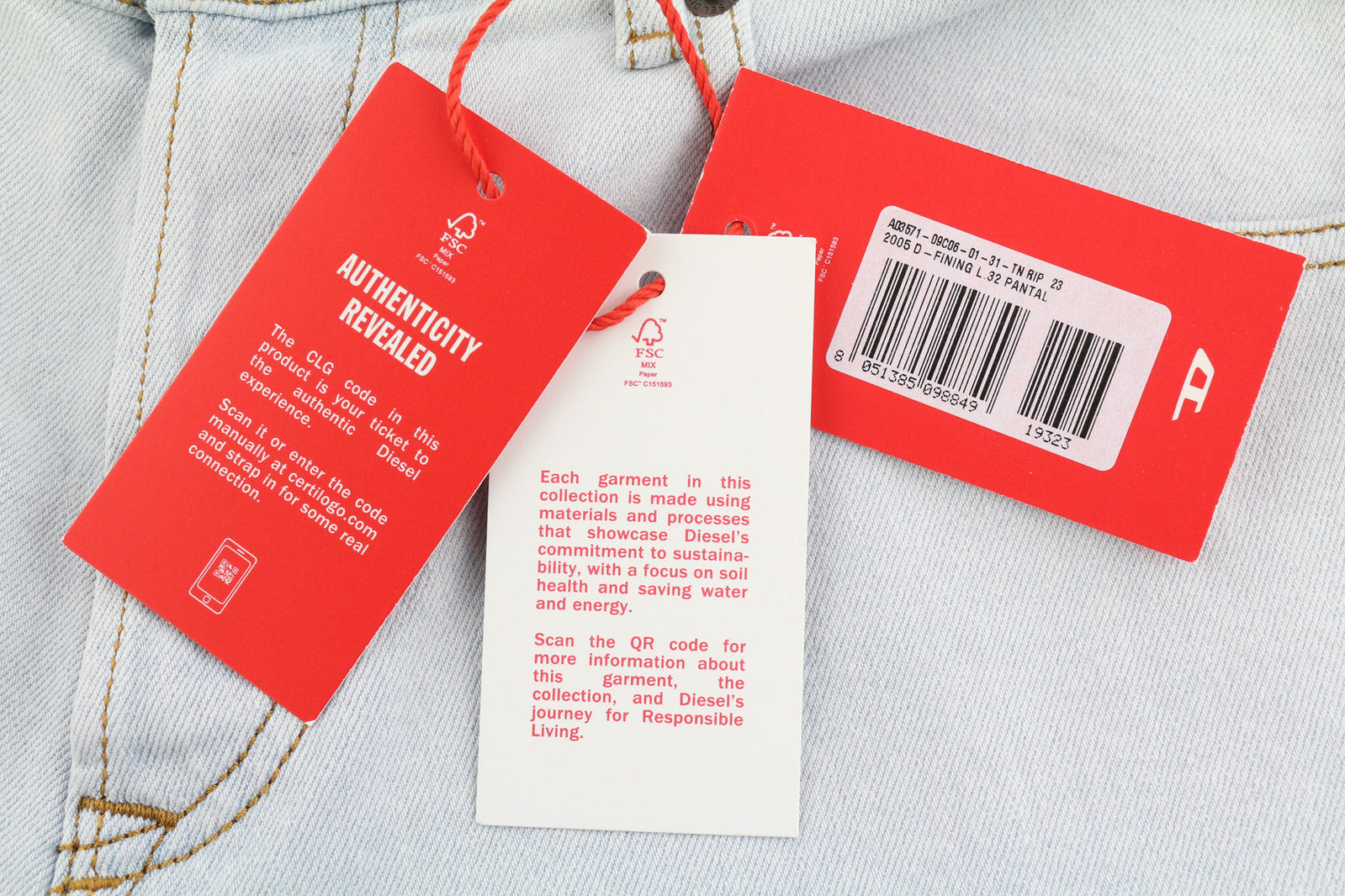 DIESEL 2005 D-Fining 09C06 Men Jeans W31/L32 Regular Fit Tapered Leg Mid Waist