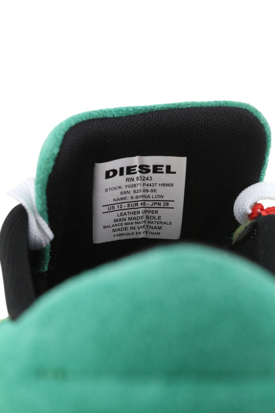 DIESEL S-Sinna Low Men Sneakers EU45 White Leather Laced Low Top Logo RRP160