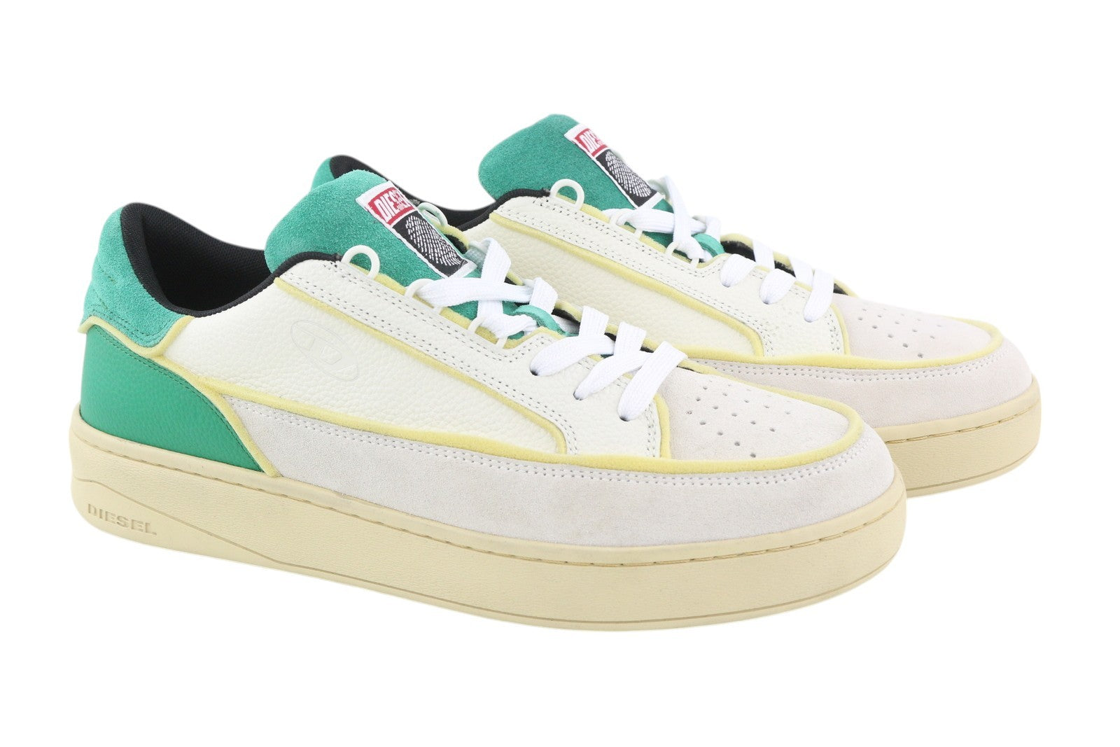 DIESEL S-Sinna Low Men Sneakers EU45 White Leather Laced Low Top Logo RRP160