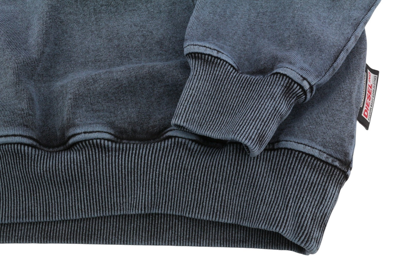 DIESEL S-Ginn-Hood-E1 Men Hoodie L Washed Grey Distress Hooded Kangaroo RRP€195