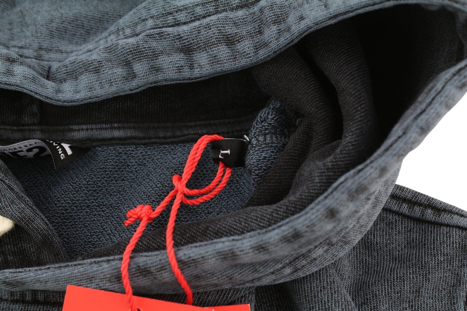 DIESEL S-Ginn-Hood-E1 Men Hoodie L Washed Grey Distress Hooded Kangaroo RRP€195