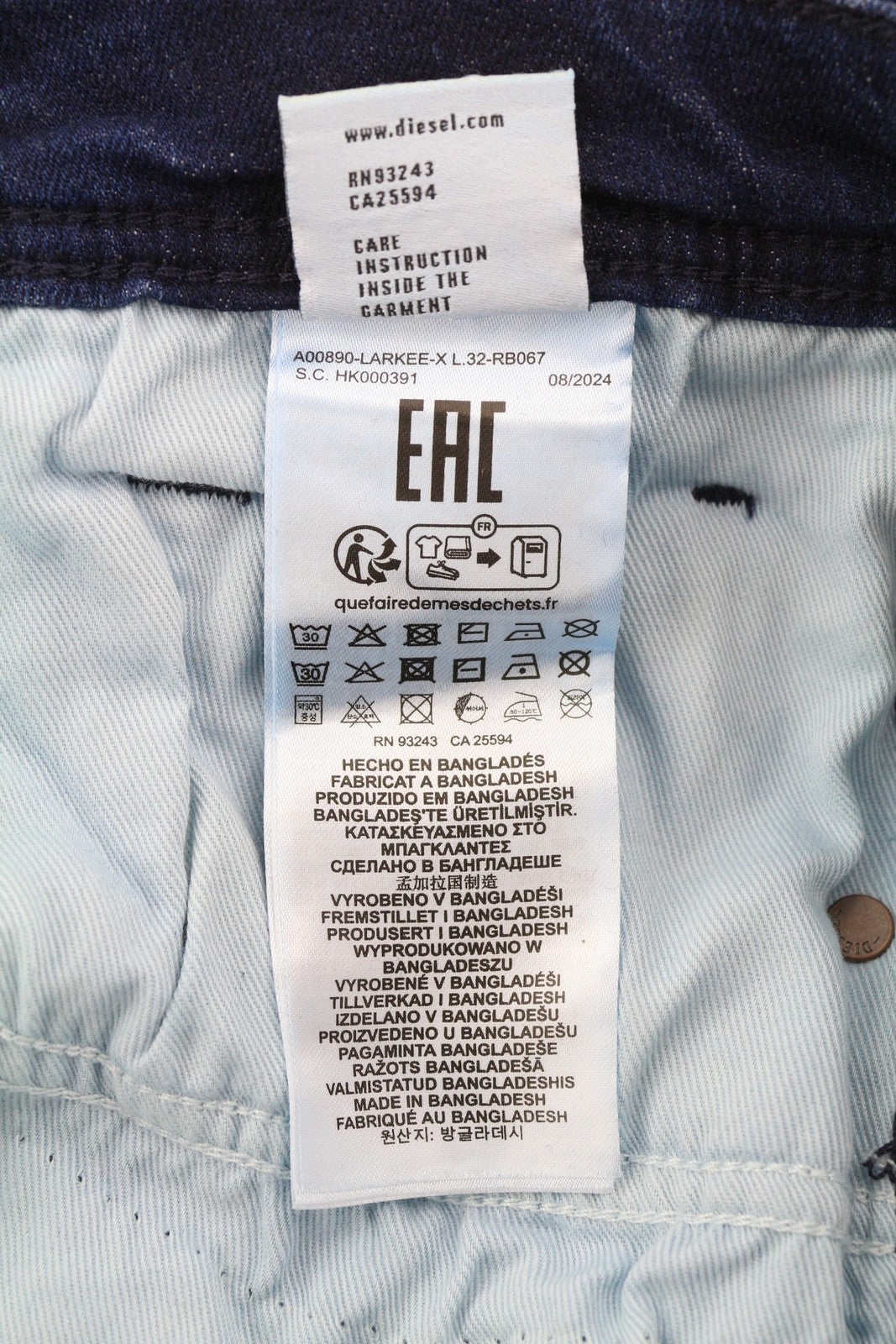 DIESEL 1985 Larkee RB067 Men Jeans W36/L32 Straight Fit Buttoned Washed Blue