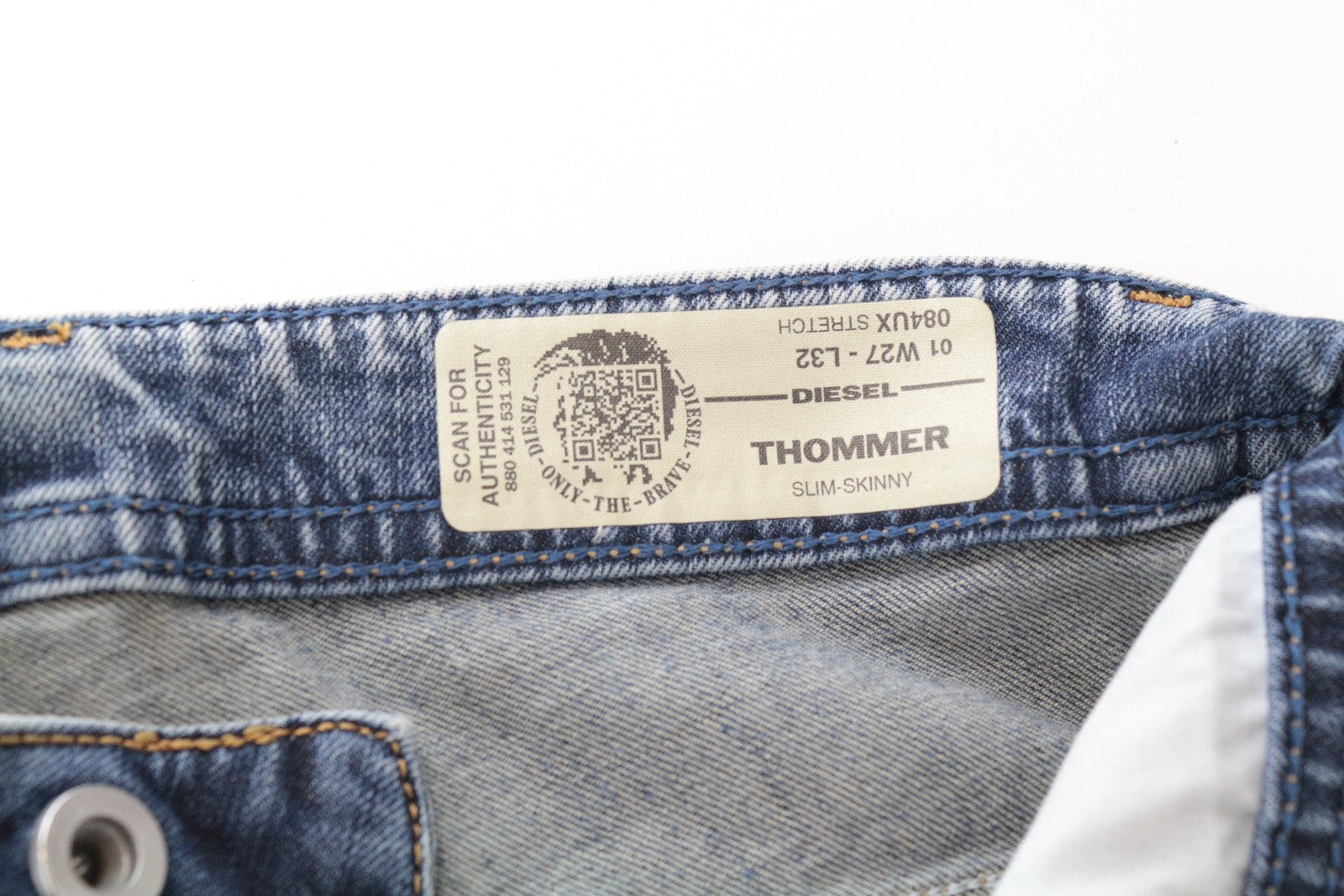 DIESEL Thommer 084UX Men's Jeans W27/L32 Blue Cotton Stretch Slim Skinny