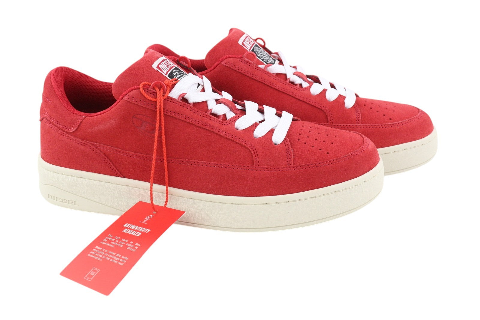 DIESEL S-Sinna Low Men Sneakers EU45 Red Leather Low Top Lace Up Logo RRP€150