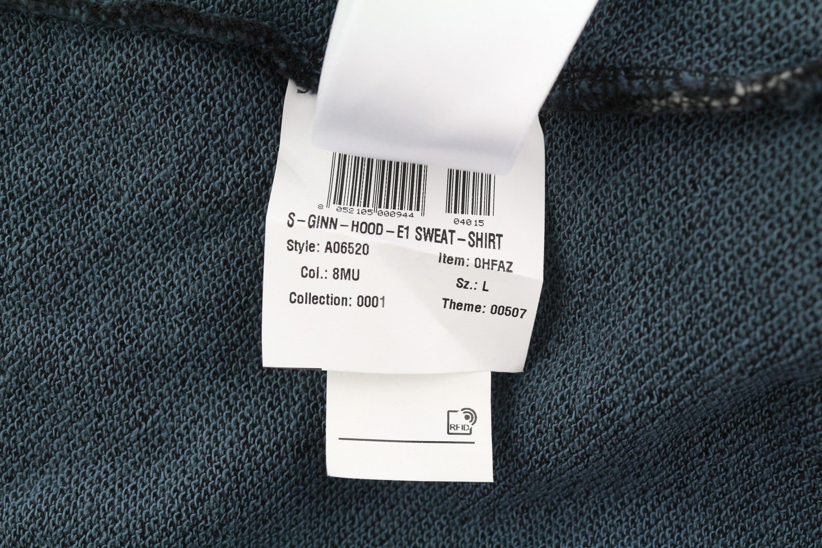 DIESEL S-Ginn-Hood-E1 Men Hoodie L Washed Grey Distress Hooded Kangaroo RRP€195