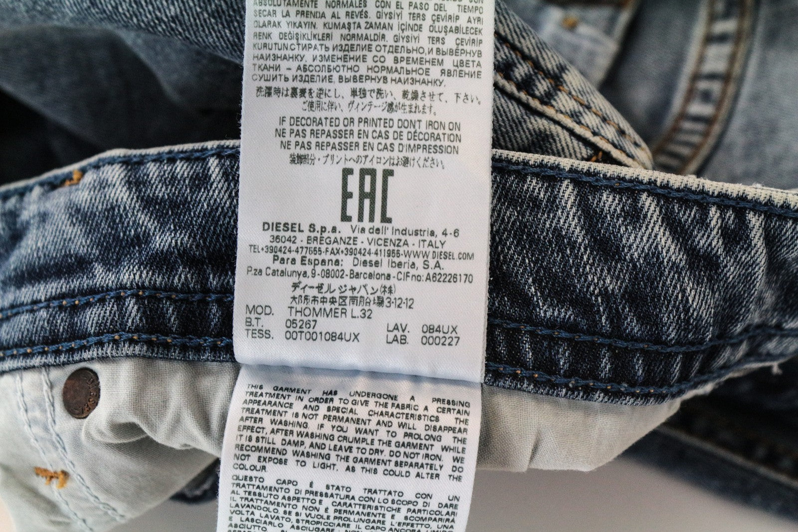 DIESEL Thommer 084UX Men's Jeans W27/L32 Washed Blue Skinny Slim Fit Cotton