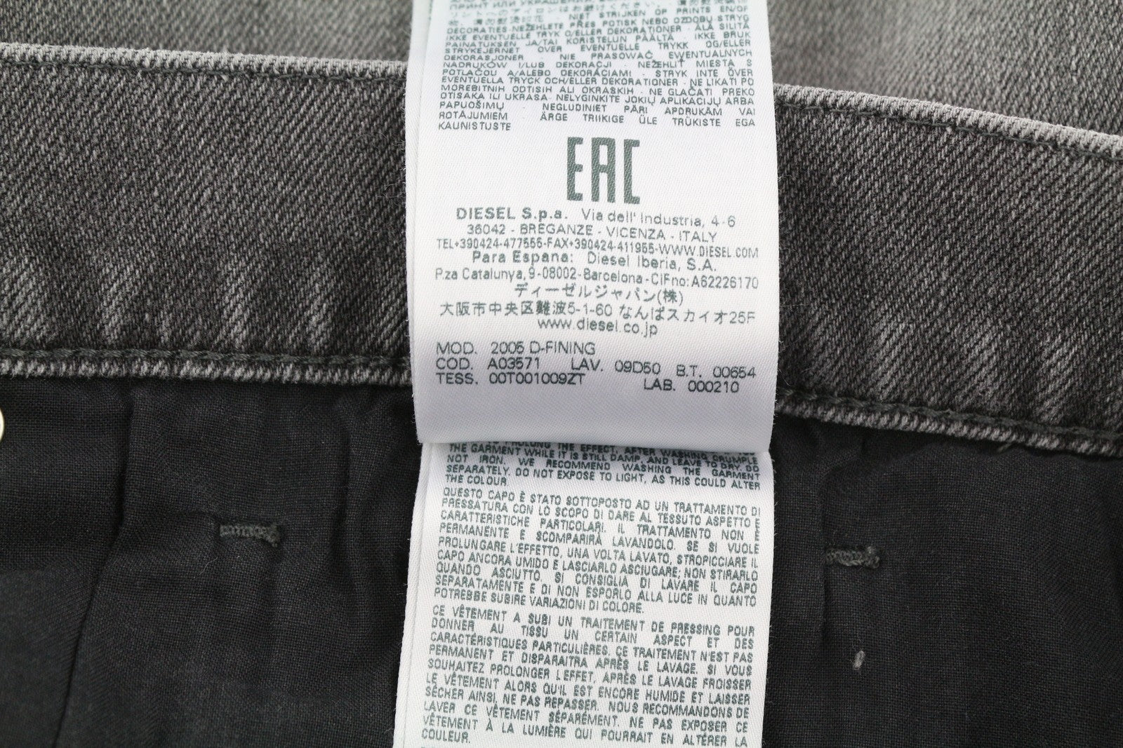 DIESEL 2005 D-Fining 09D50 Men Jeans W34/L32 Regular Fit Buttoned Denim Grey