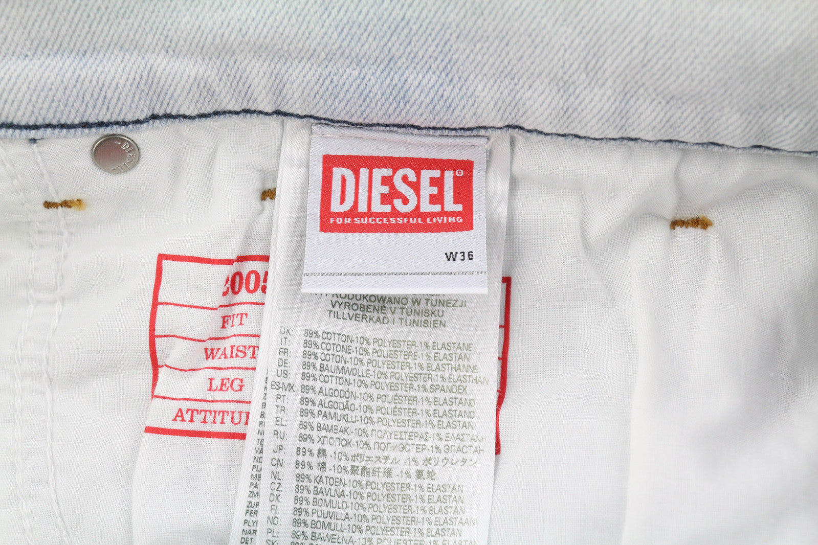 DIESEL 2005 D-Fining 09C06 Men Jeans W36/L34 Regular Fit Tapered Leg Mid Waist