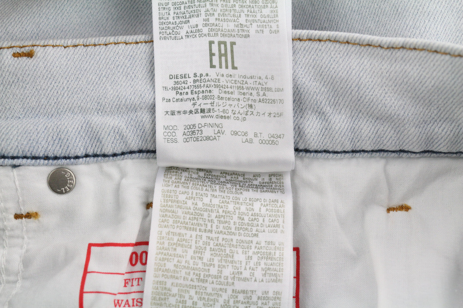 DIESEL 2005 D-Fining 09C06 Men Jeans W36/L34 Regular Fit Tapered Leg Mid Waist