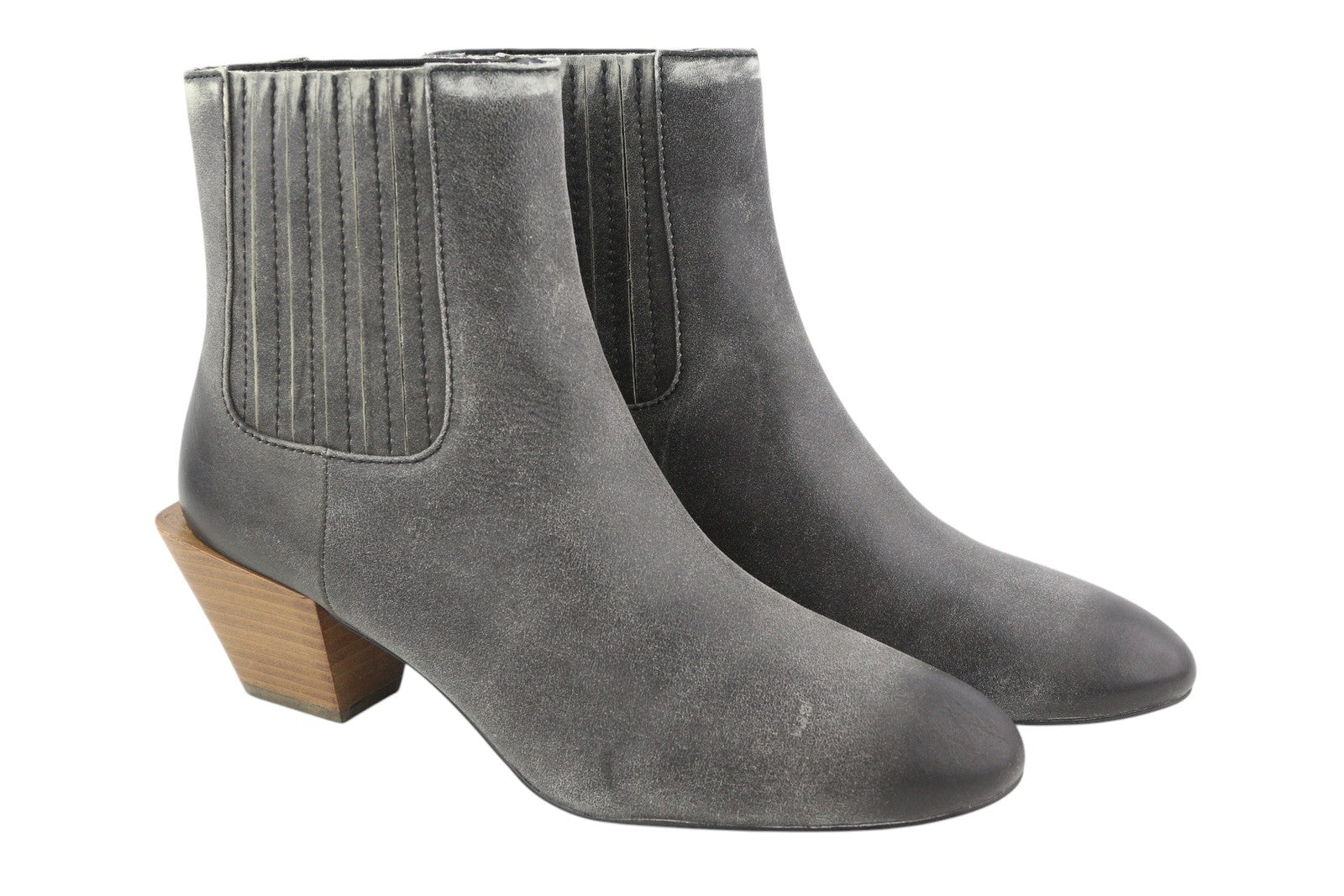 DIESEL D-Texanne CH Women Boots EU39 Grey Black Leather Cuban Heel Ankle RRP€295