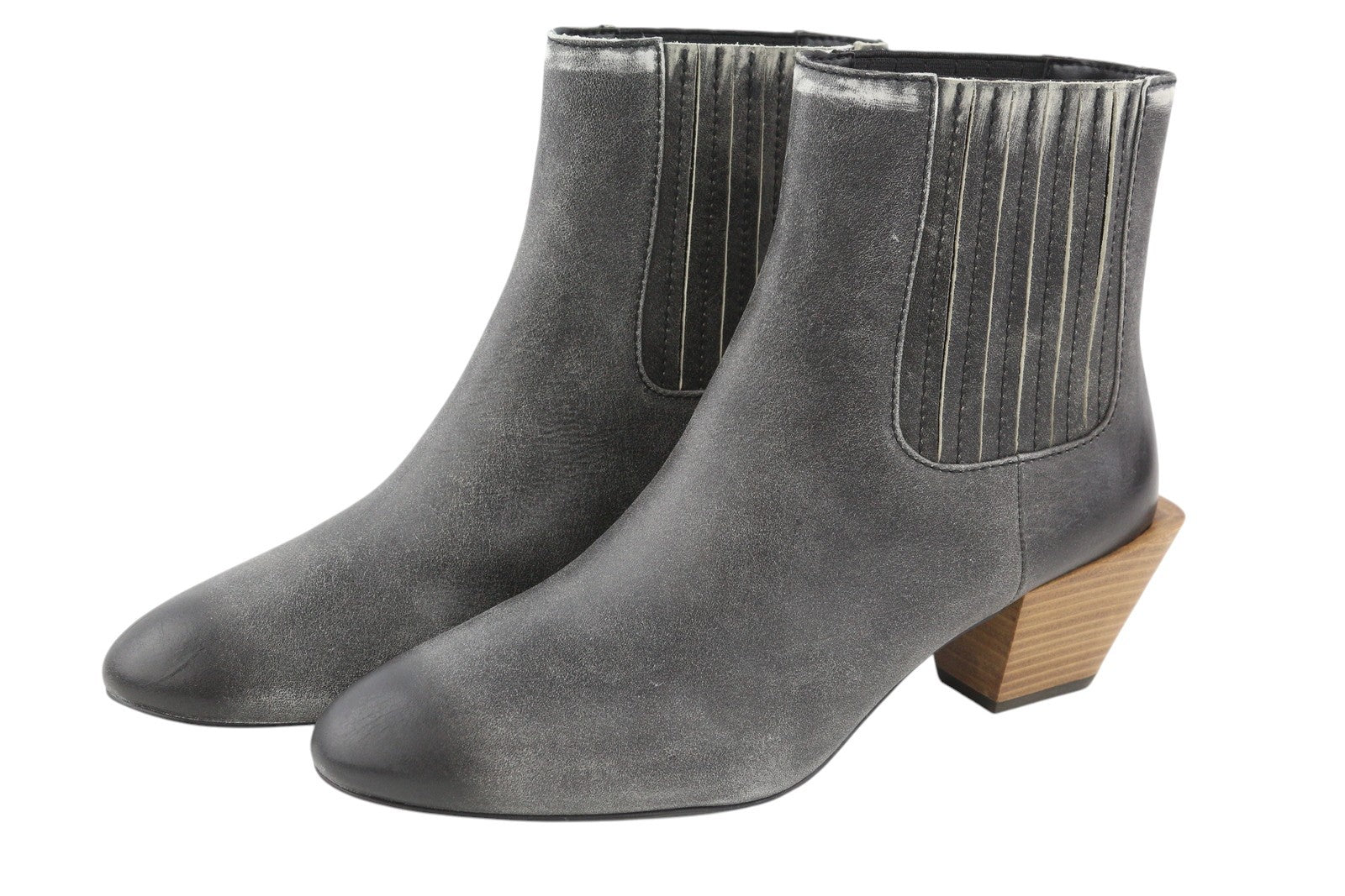 DIESEL D-Texanne CH Women Boots EU39 Grey Black Leather Cuban Heel Ankle RRP€295