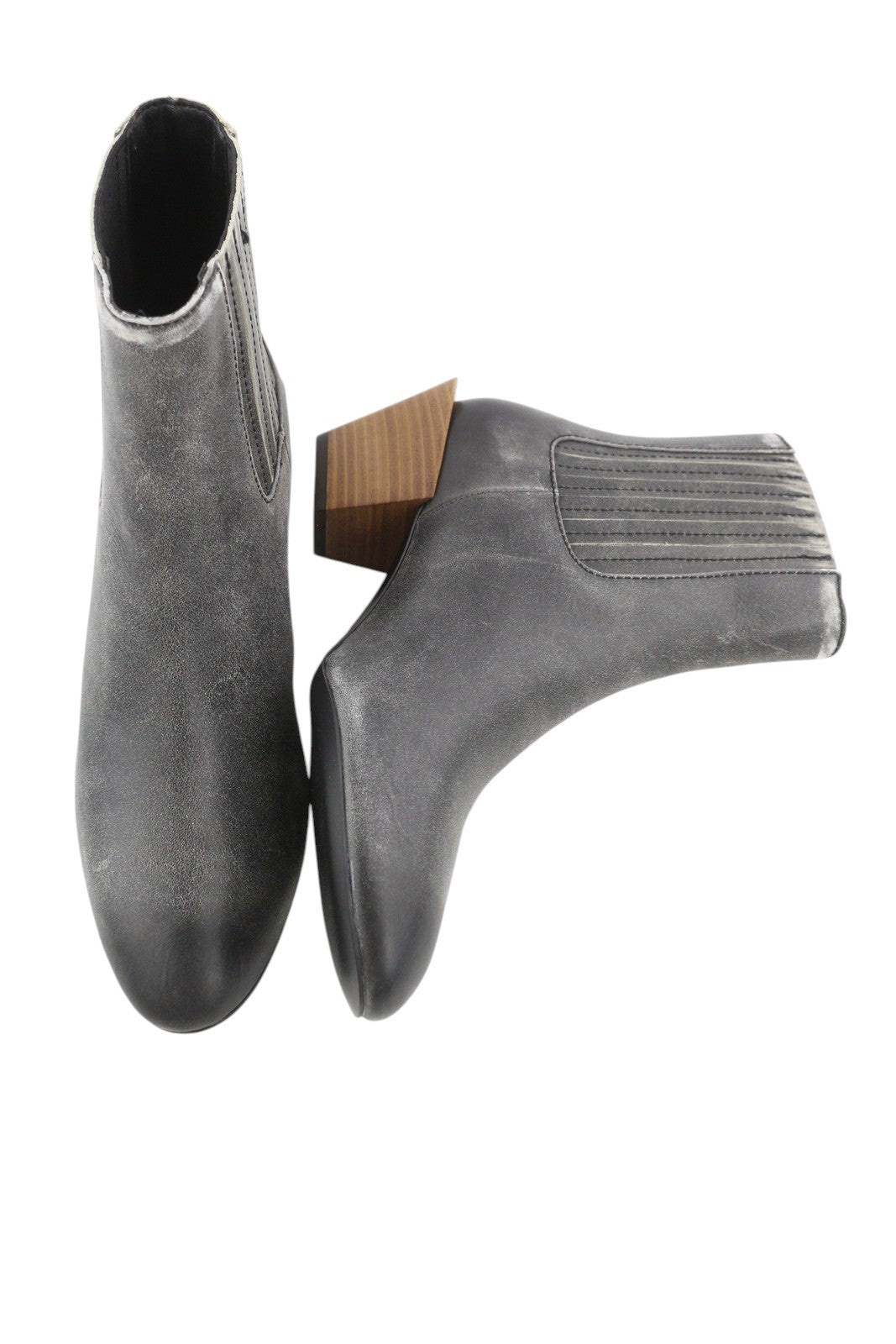 DIESEL D-Texanne CH Women Boots EU39 Grey Black Leather Cuban Heel Ankle RRP€295