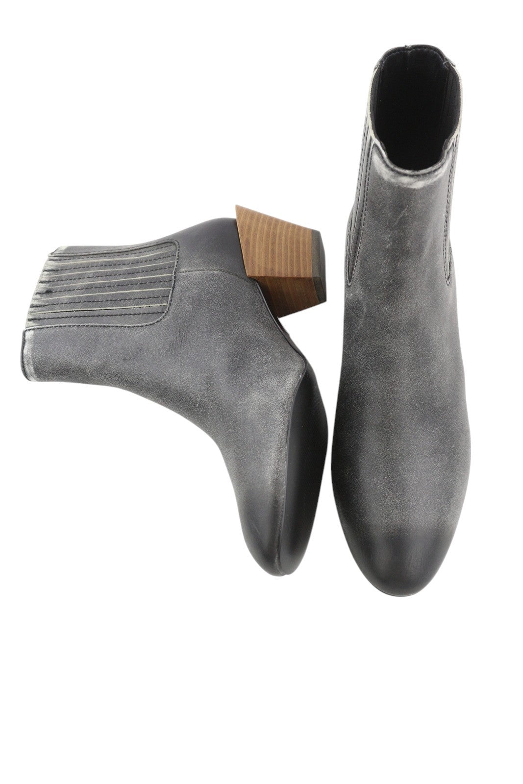 DIESEL D-Texanne CH Women Boots EU39 Grey Black Leather Cuban Heel Ankle RRP€295
