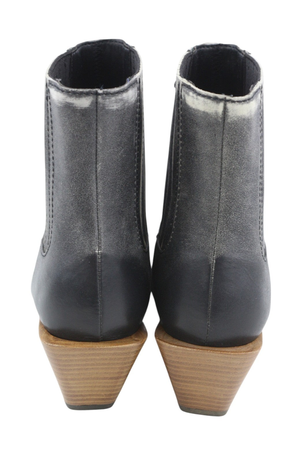 DIESEL D-Texanne CH Women Boots EU39 Grey Black Leather Cuban Heel Ankle RRP€295