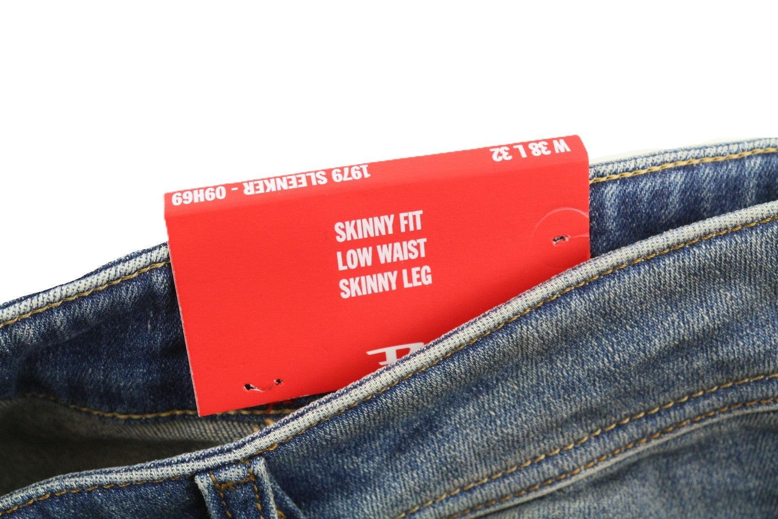 DIESEL 1979 Sleenker 09H69 Men Jeans W38/L32 Skinny Low Waist Zip Blue RRP€225