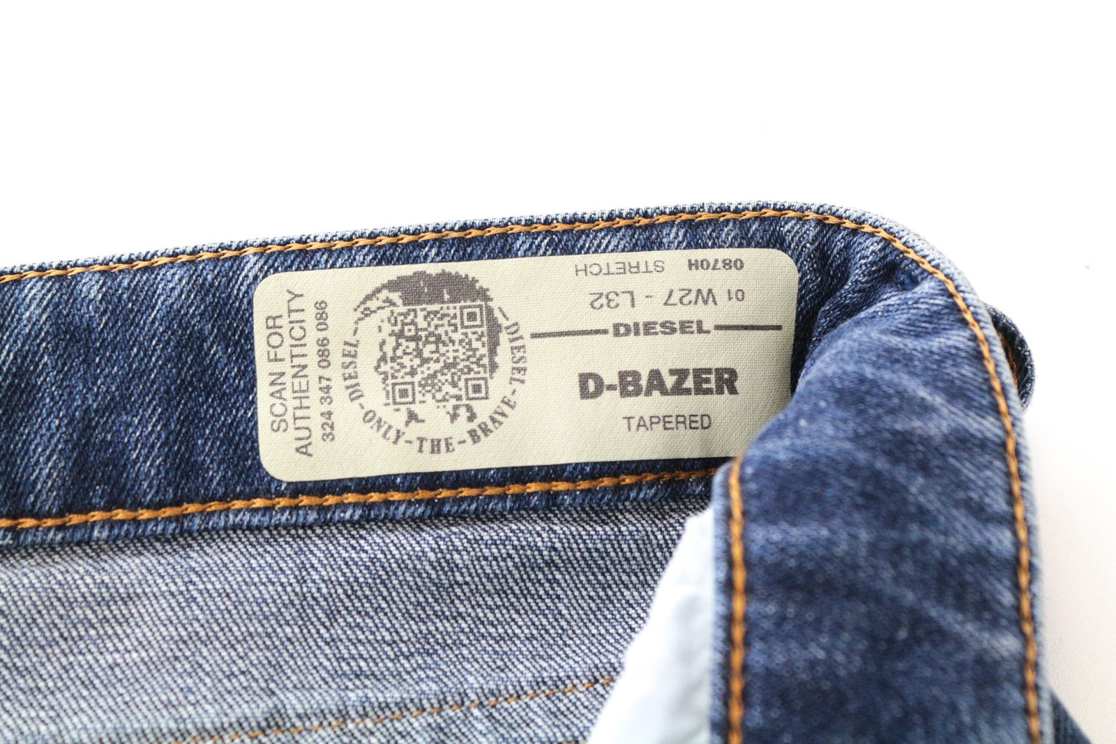 DIESEL D-Bazer 0870H Men's Jeans W27/L32 Washed Blue Tapered Cotton Stretch