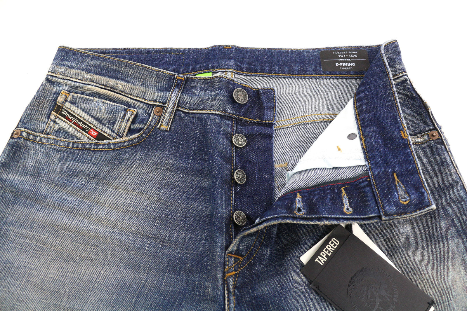 DIESEL D-Fining Z9A05 Men Jeans W31/L34 Tapered Fit Stretch Washed Blue RRP€225