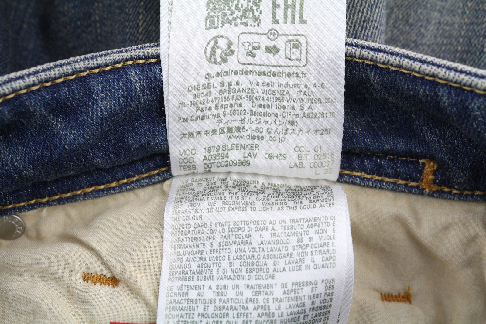 DIESEL 1979 Sleenker 09H69 Men Jeans W36/L32 Skinny  Low Waist Zip Blue RRP€225