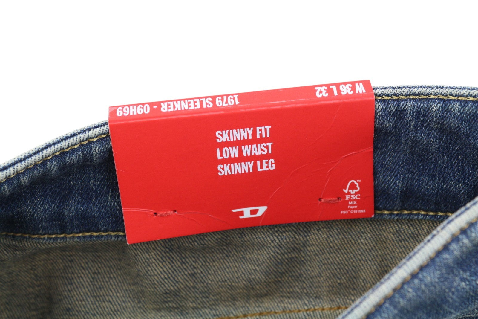 DIESEL 1979 Sleenker 09H69 Men Jeans W36/L32 Skinny  Low Waist Zip Blue RRP€225