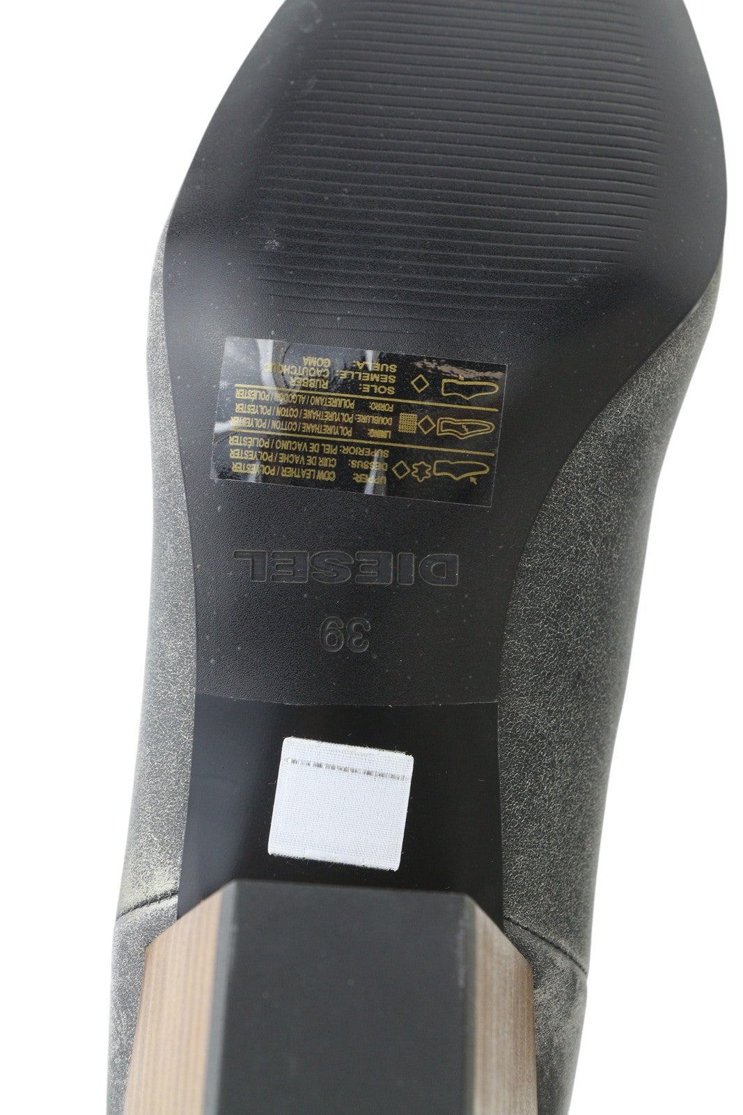 DIESEL D-Texanne CH Women Boots EU39 Grey Black Leather Heeled Almond RRP€295