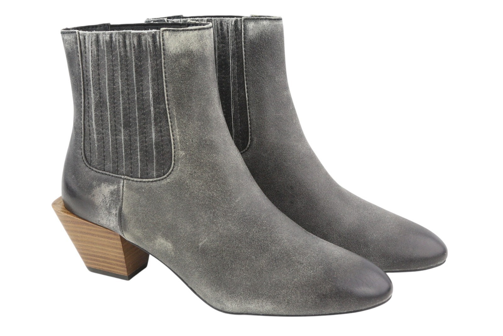 DIESEL D-Texanne CH Women Boots EU39 Grey Black Leather Heeled Almond RRP€295