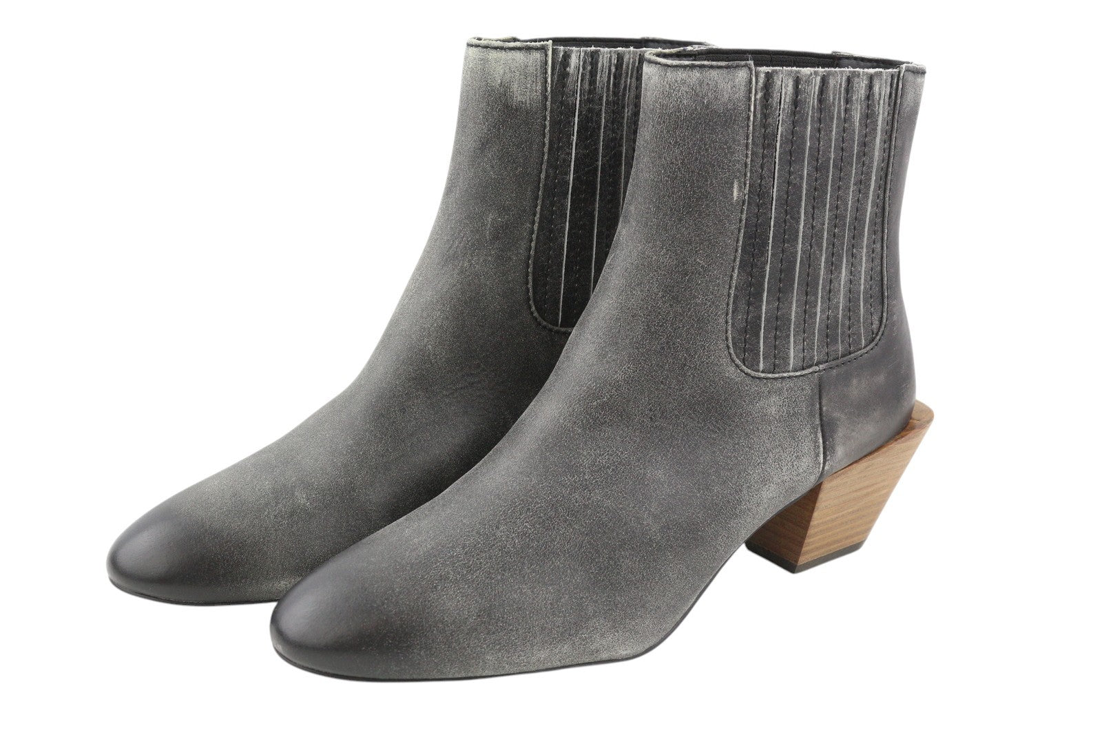 DIESEL D-Texanne CH Women Boots EU39 Grey Black Leather Heeled Almond RRP€295