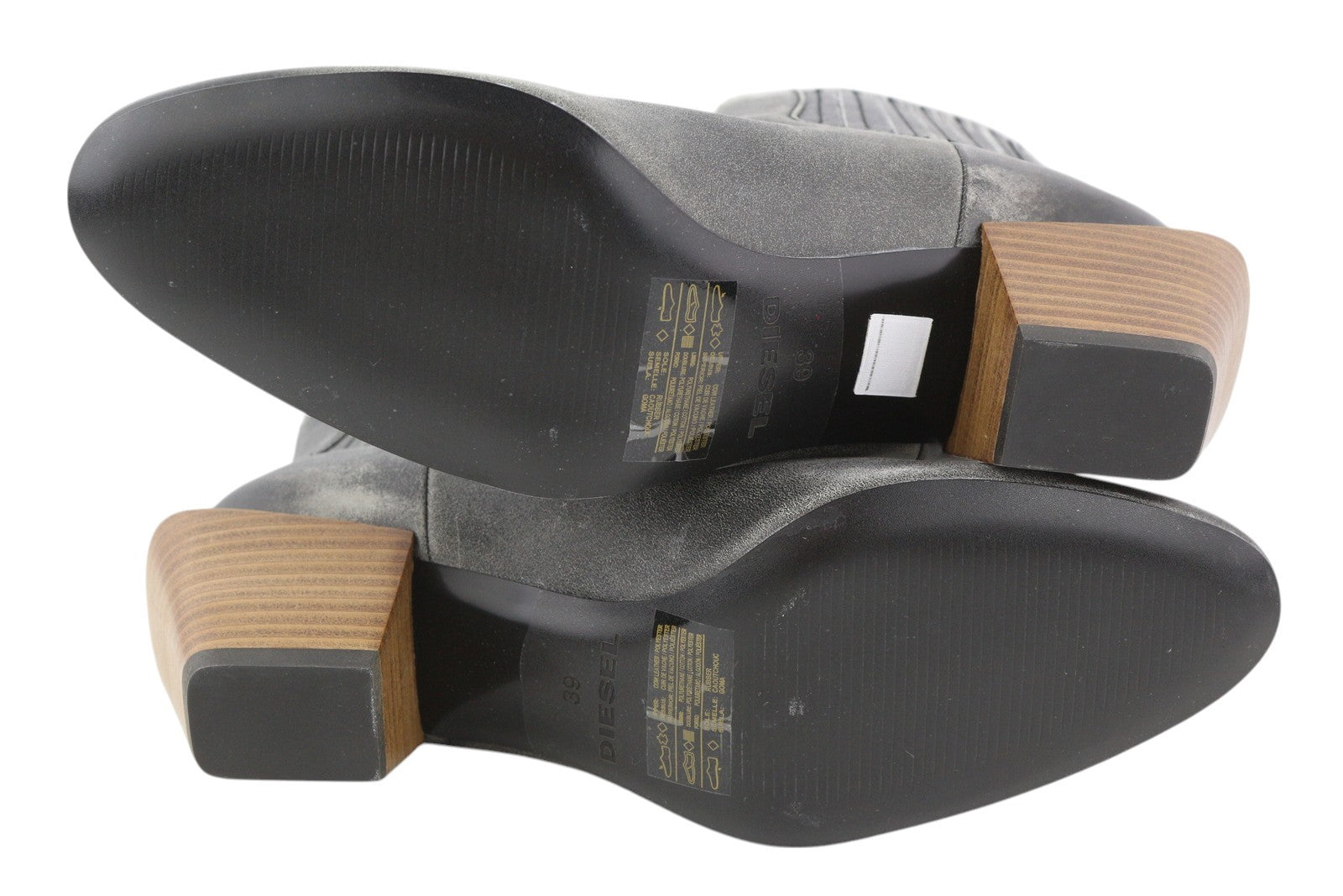 DIESEL D-Texanne CH Women Boots EU39 Grey Black Leather Heeled Almond RRP€295