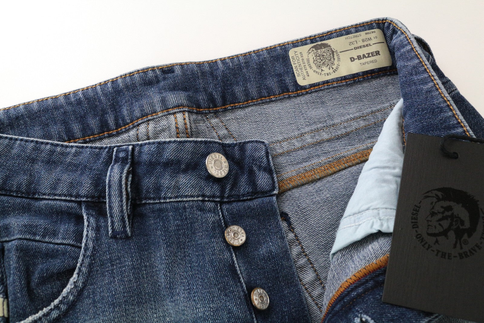 DIESEL D-Bazer 0870H Men's Jeans W28/L32 Blue Washed Taper Fit Cotton Stretch