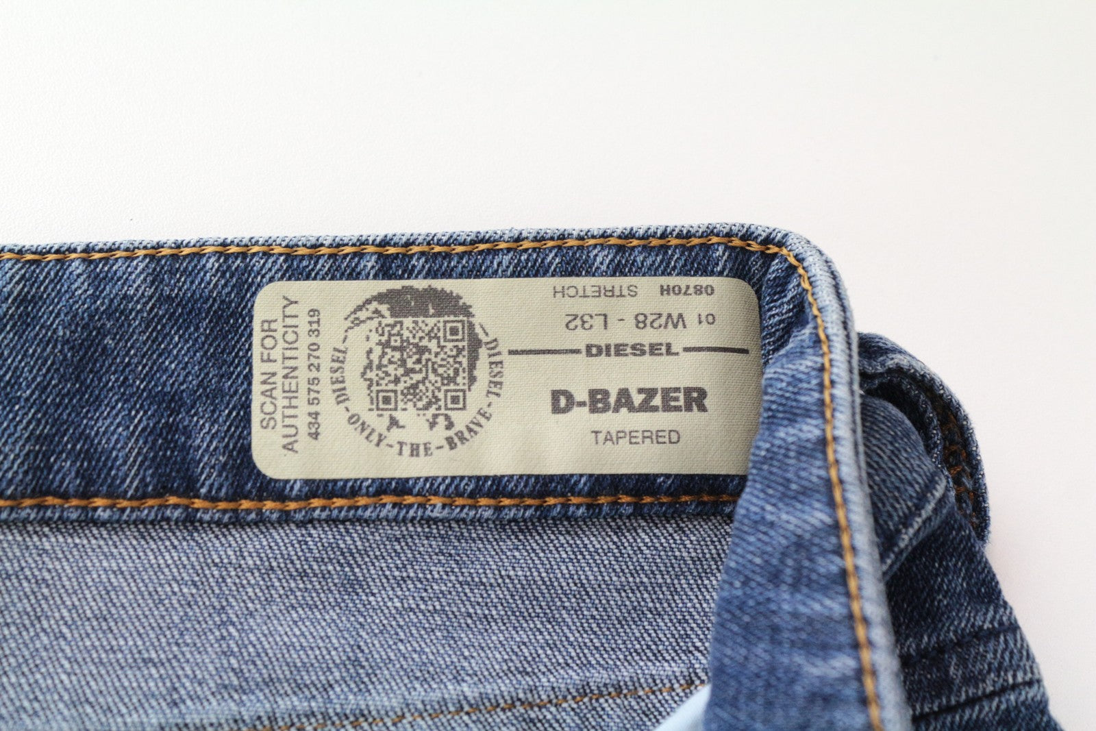 DIESEL D-Bazer 0870H Men's Jeans W28/L32 Blue Washed Taper Fit Cotton Stretch