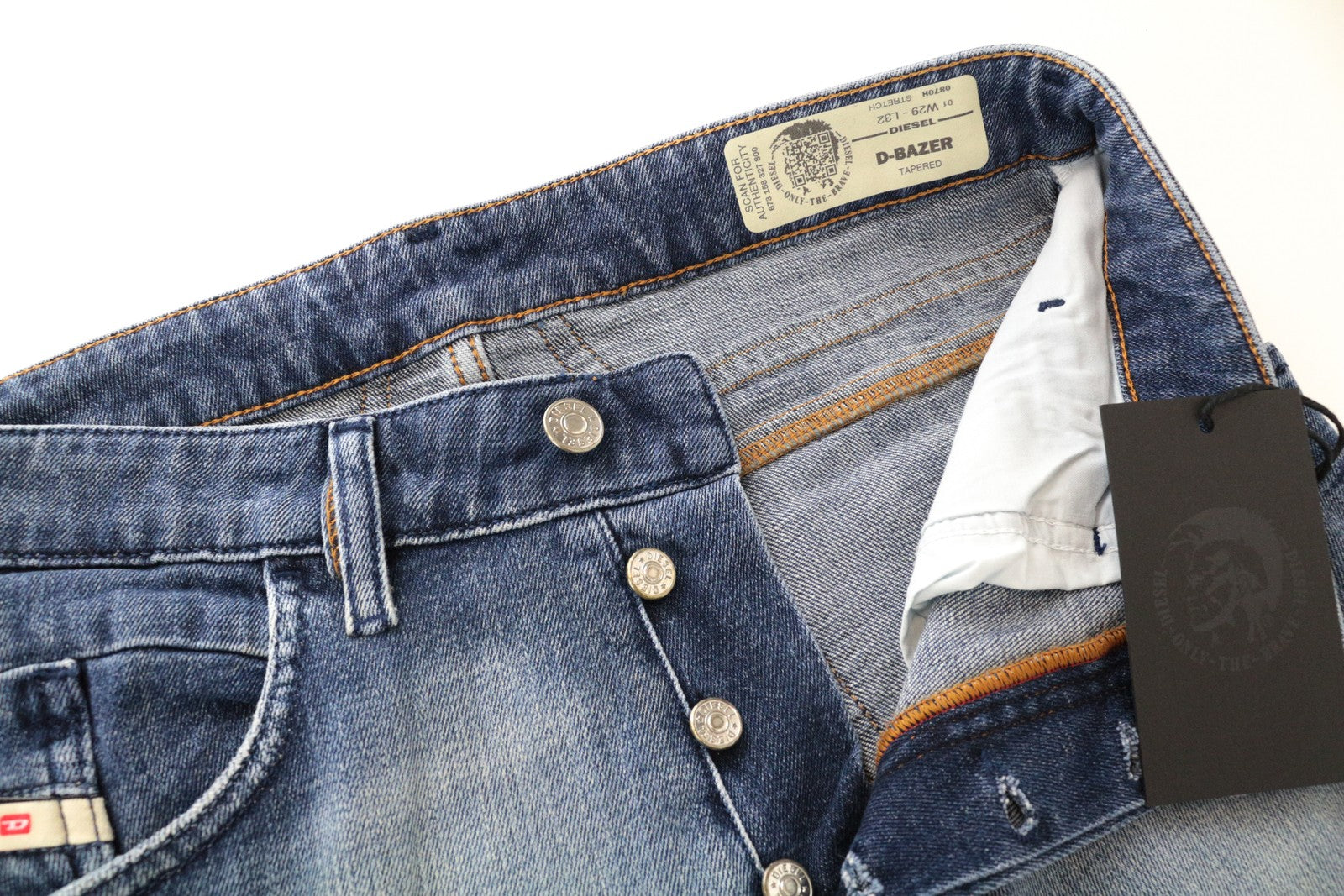 DIESEL D-Bazer 0870H Men's Jeans W29/L32 Blue Tapered Wash Cotton Stretch