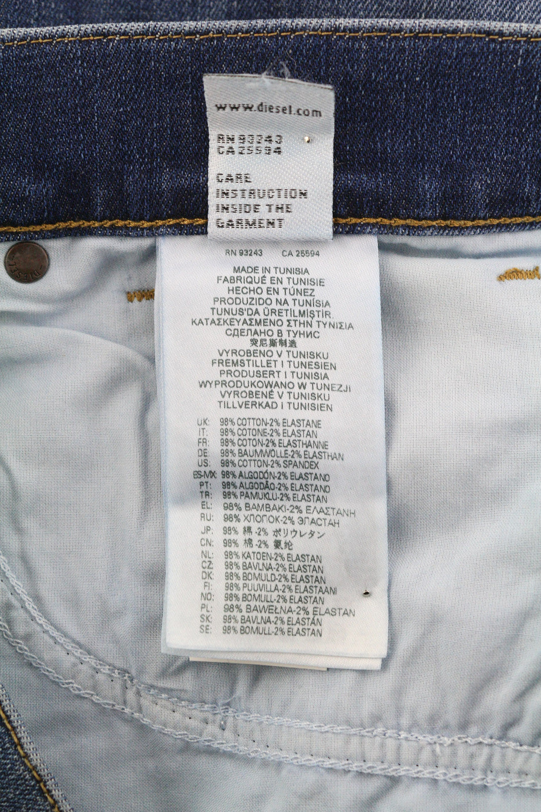 DIESEL D-Fining 09B06 Men Jeans W31/L34 Tapered Stretch Buttoned Washed Denim