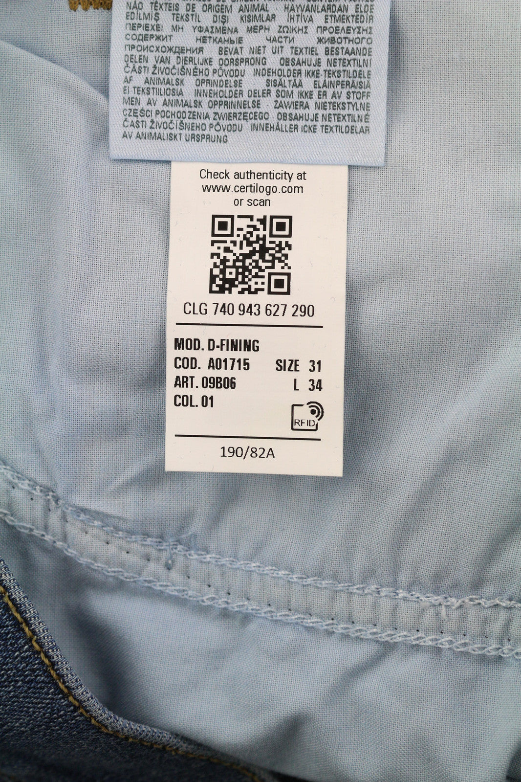 DIESEL D-Fining 09B06 Men Jeans W31/L34 Tapered Stretch Buttoned Washed Denim