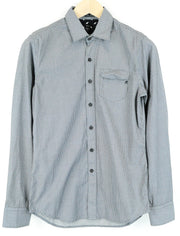 REPLAY Men's Shirt S Long Sleeve Cotton Grey Patterned Spread Collar Casual