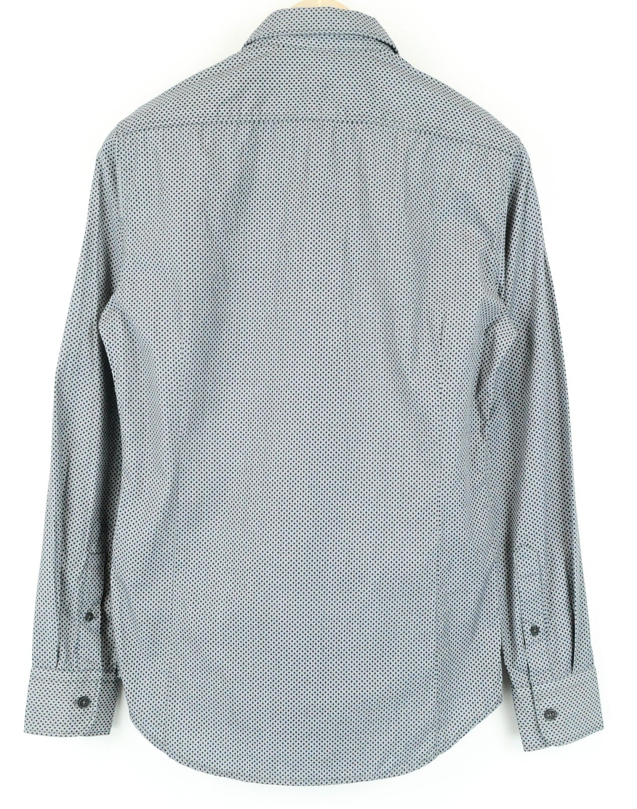 REPLAY Men's Shirt S Long Sleeve Cotton Grey Patterned Spread Collar Casual