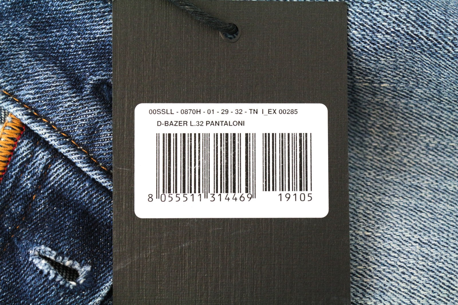 DIESEL D-Bazer 0870H Men's Jeans W29/L32 Washed Blue Cotton Stretch Denim Taper