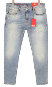 DIESEL 1979 Sleenker E9C01 Men Jeans W34/L30 Skinny Distress Blue RRP€275